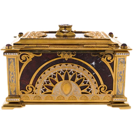 Chest of jasper "Tenderness" with rock crystal, Zlatoust