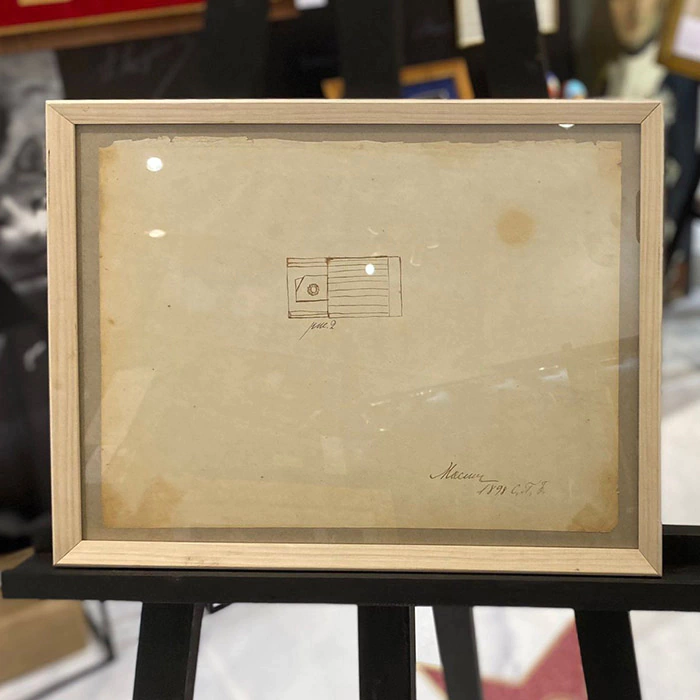 An autographed drawing by designer Sergey Mosin