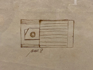 An autographed drawing by designer Sergey Mosin