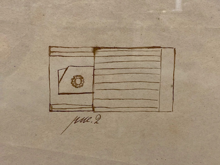 An autographed drawing by designer Sergey Mosin