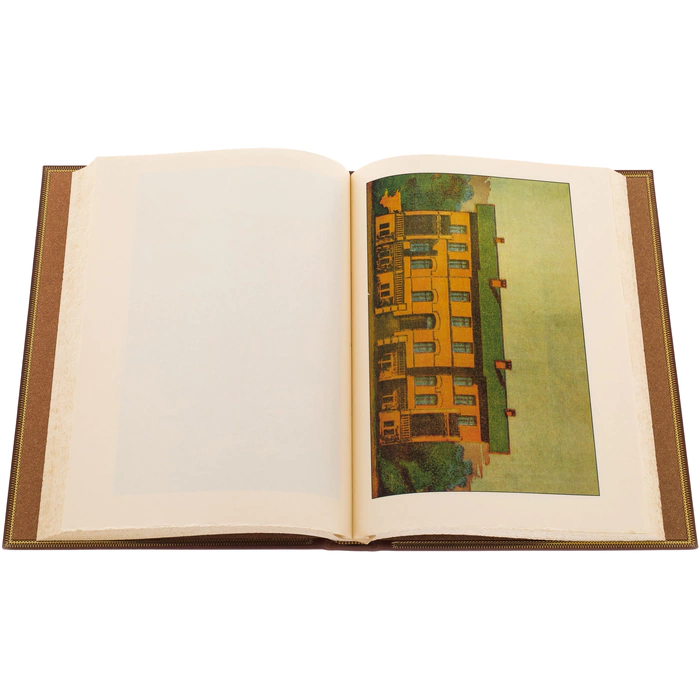 A set of 3 pcs leather-bound books "Complete School of building art" on a stand