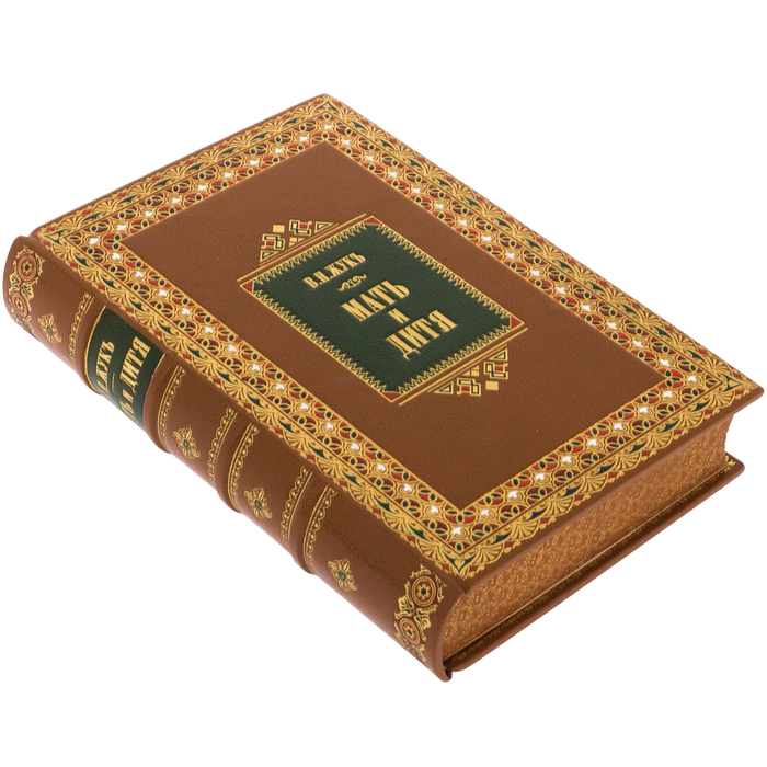 An antique book in a bibliophile leather cover "Mother and child" by V.N. Zhuk in 1885.