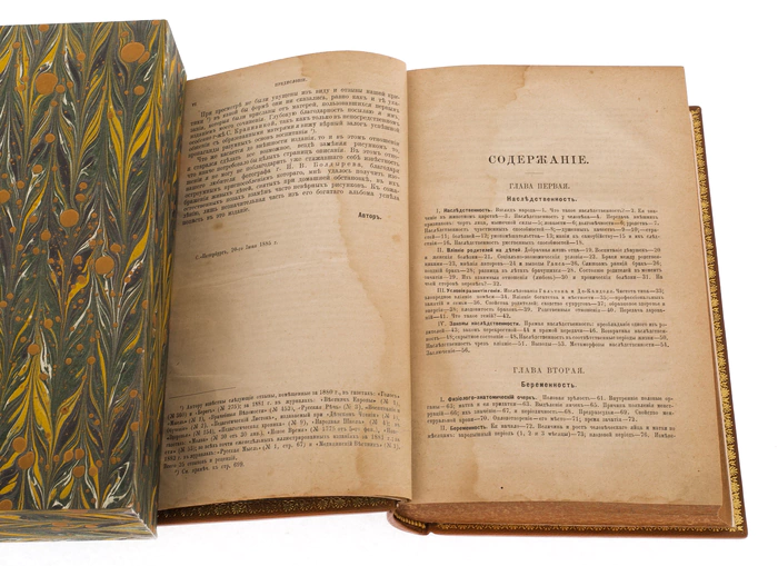 An antique book in a bibliophile leather cover "Mother and child" by V.N. Zhuk in 1885.