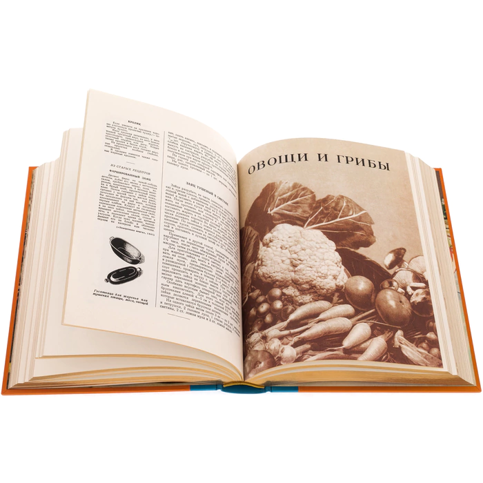 A book in a leather bibliophile cover "A book about delicious and healthy food"