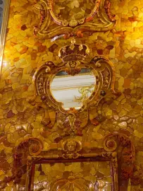 Панно из янтаря "Зеркало, фрагмент янтарной комнаты" масштаб 1:2