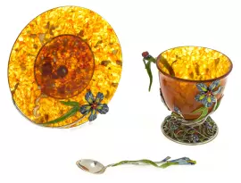 Чашка чайная из янтаря "Ирис"