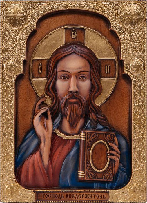 Carved beech icon "Jesus Christ"
