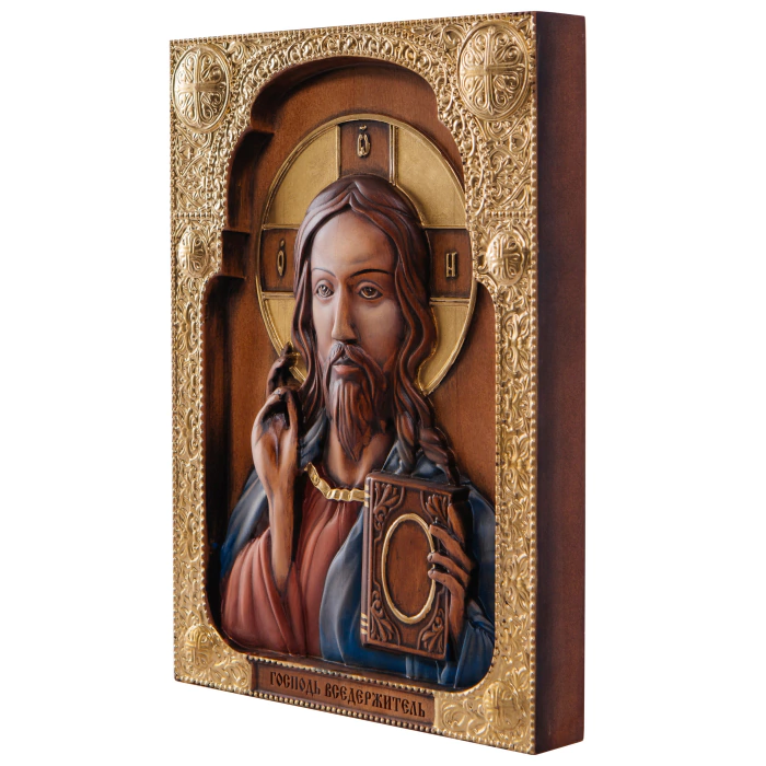 Carved beech icon "Jesus Christ"
