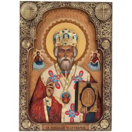 Икона резная из бука "Николай Чудотворец"