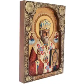Икона резная из бука "Николай Чудотворец"