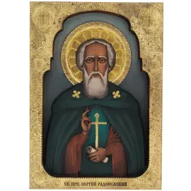 Икона резная из бука "Сергий Радонежский"
