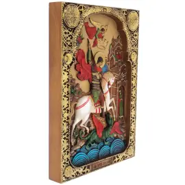 Икона резная из бука "Георгий Победоносец"