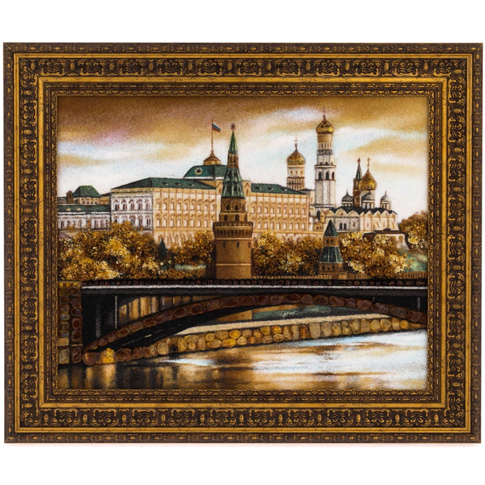 Картина из янтаря "Москва. Утро"