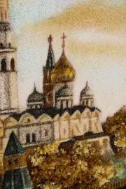 Картина из янтаря "Москва. Утро"