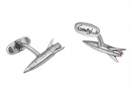 Запонки "Ракета" из серебра с рубинами