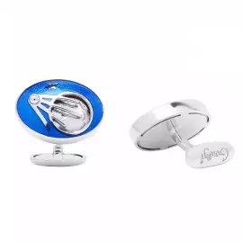 Запонки "Спутник" из серебра с эмалью