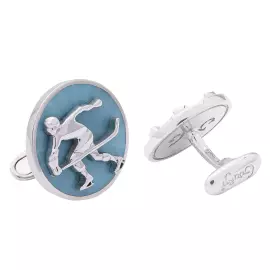 Запонки "Хоккеист" из серебра с эмалью