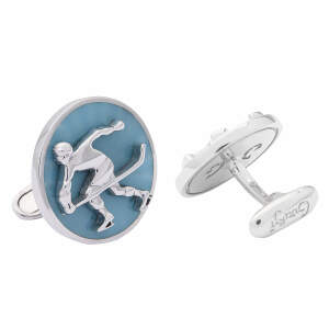 Hockey Player cufflinks made of silver with enamel