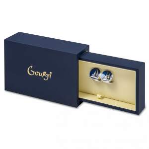 Hockey Player cufflinks made of silver with enamel