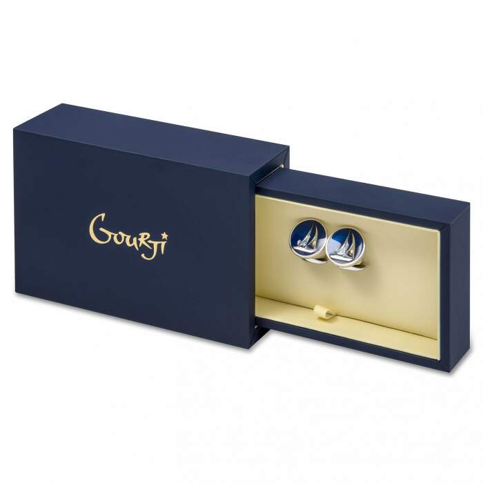 Hockey Player cufflinks made of silver with enamel