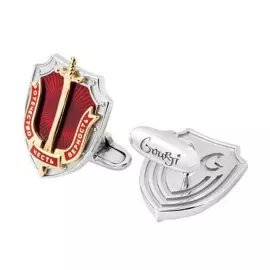 Запонки "Щит И меч" из серебра с позолотой и эмалью