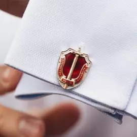 Запонки "Щит И меч" из серебра с позолотой и эмалью