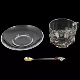 Сервиз чайный из серебра "Земляника" на 4 персоны