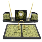 Настольный набор руководителя из змеевика "Щит"