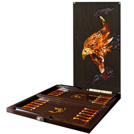Backgammon made of stained oak and amber "Eagle" collection "Legends of the world"