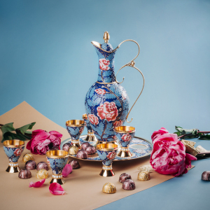 Silver wine set "Peonies" for 6 persons