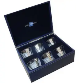 Набор стаканов для виски, отделка серебряного цвета, на 6 персон Набор стаканов для виски, отделка серебряного цвета, на 6 персон