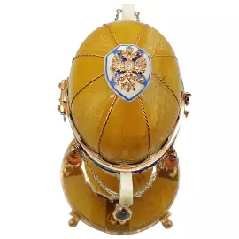 Ювелирная композиция из янтаря в стиле Фаберже "Яйцо с парусником. Морское"