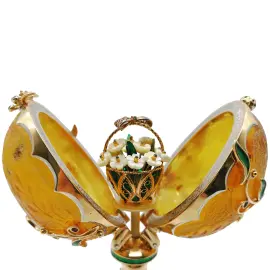 Ювелирная композиция из янтаря в стиле Фаберже "Яйцо с ландышами"