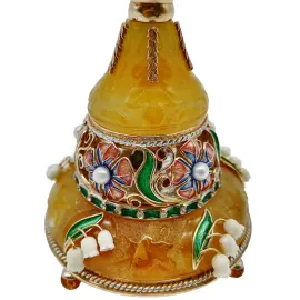 Ювелирная композиция из янтаря в стиле Фаберже "Яйцо с ландышами"