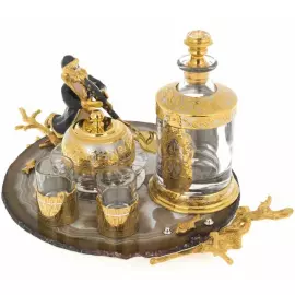 Набор икорно-водочный "В гостях у сказки" на агате, Златоуст на 2 персоны