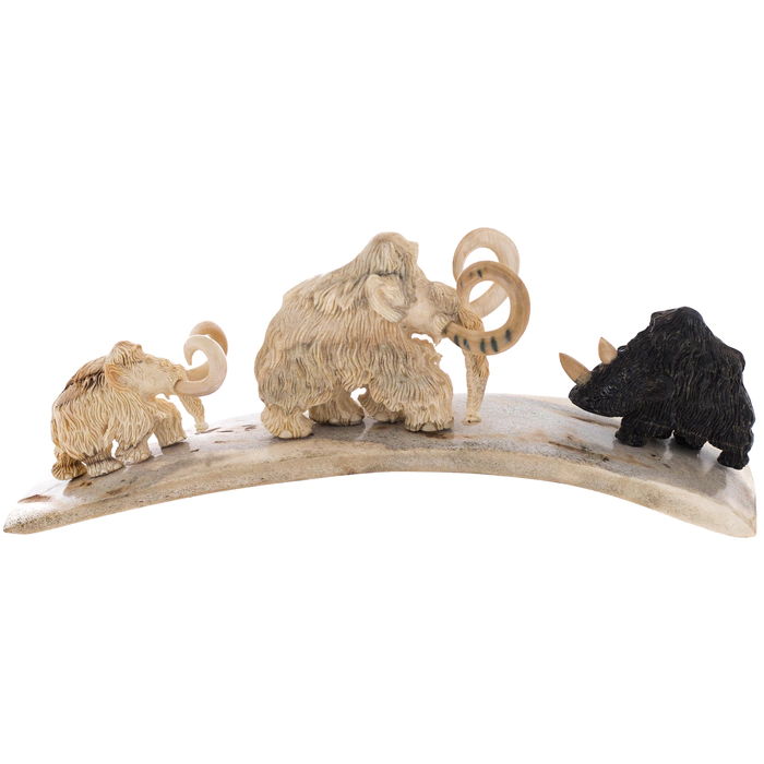 Mammoth tusk composition "Meeting with a rhinoceros"