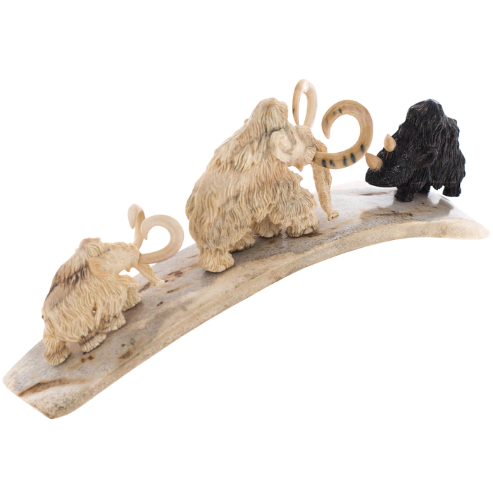 Mammoth tusk composition "Meeting with a rhinoceros"