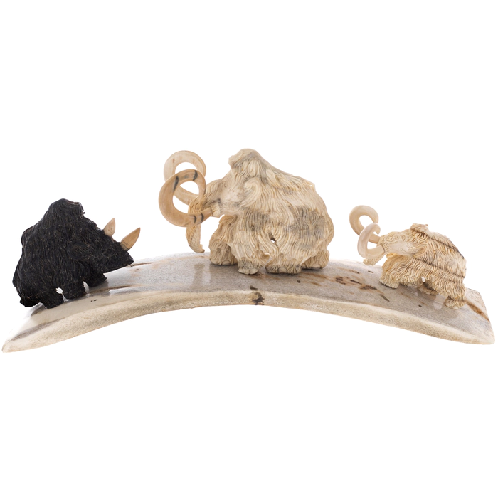 Mammoth tusk composition "Meeting with a rhinoceros"