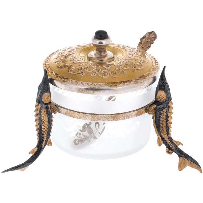 Caviar bowl "VDNKH" with gilding and silvering, Zlatoust