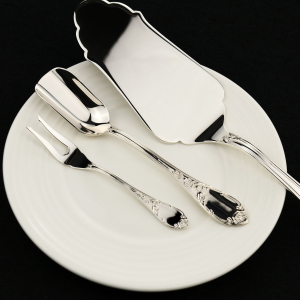 Prestige Silver Tea set: lemon fork, cake spatula, sugar scoop