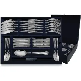 Серебряный столовый набор "Фаворит": вилка, ложка, нож, чайная ложка , на 12 персон Серебряный столовый набор "Фаворит": вилка, ложка, нож, чайная ложка , на 12 персон
