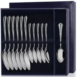 Серебряный столовый набор "Фаворит": ложка и чайная ложка, на 6 персон