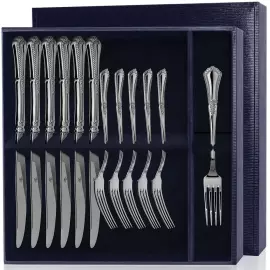 Серебряный десертный набор "Фаворит": вилка и нож, на 6 персон