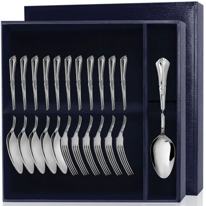 Silver dessert set "Favorite": fork and spoon, for 6 people