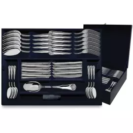 Серебряный столовый набор "Визит": вилка, ложка, нож, чайная ложка, на 12 персон