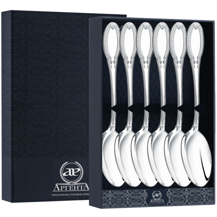 Silver set of dessert spoons "Emperor" for 6 people