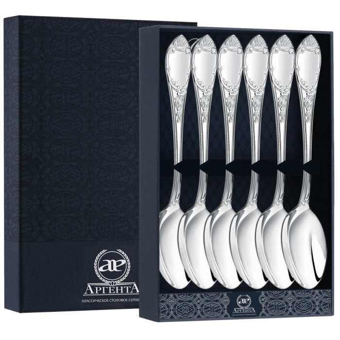 Silver set of dessert spoons "Prestige" for 6 people
