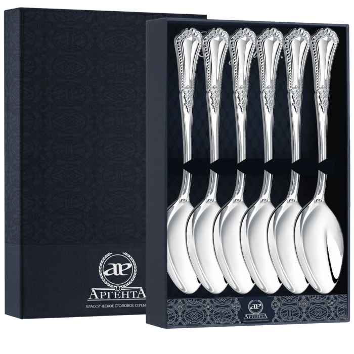 Silver set of dessert spoons "Favorite" for 6 people