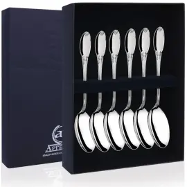 Серебряный набор чайных ложек "Гладкая" на 6 персон Серебряный набор чайных ложек "Гладкая" на 6 персон