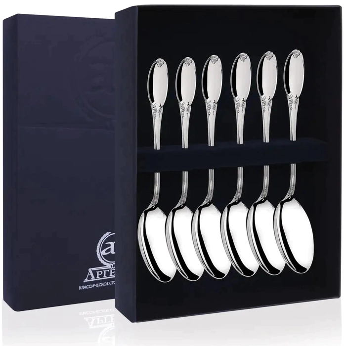 Silver set of tea spoons "Smooth" for 6 people